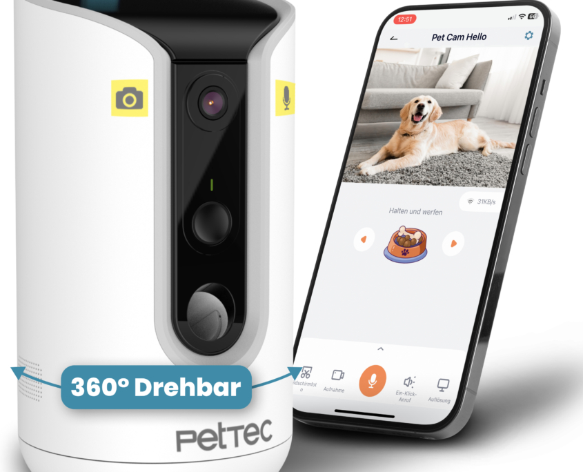 Pet Cam Hello von PetTec - WLAN-Lamera mit Leckerli-Auswurf per App