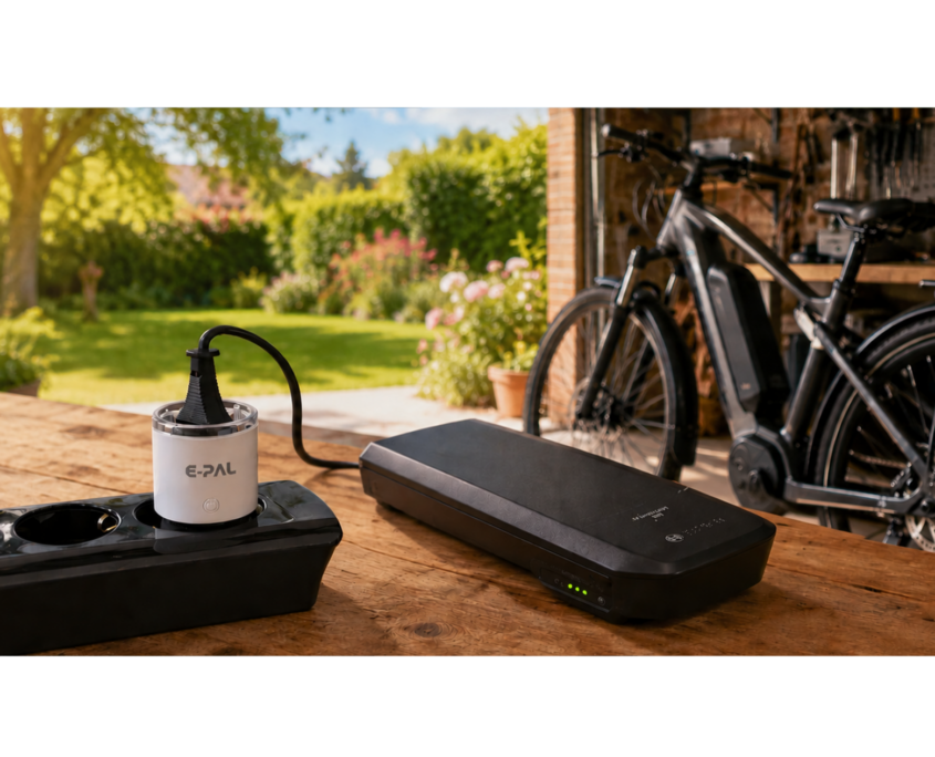 E-Pal Plug lädt E-Bike-Akku bei Sommerwetter