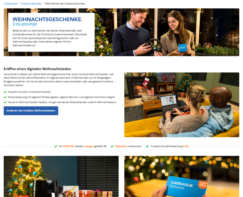 Weihnachtsladen bei Coolblue Business